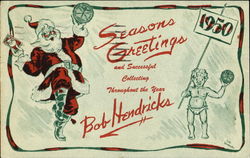 Seasons Greetings Bob Hendricks Santa Claus Postcard Postcard