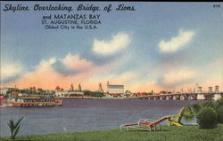 Skyline Overlooking Bridge Of Lions Postcard