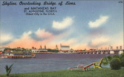 Skyline Overlooking Bridge Of Lions And Matanzas Bay St. Augustine, FL Postcard Postcard