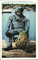 Diver In Diving Suit Postcard