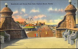 Boardwalk And Ocean Front Park Daytona Beach, FL Postcard Postcard