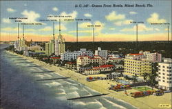 Ocean Front Hotels Miami Beach, FL Postcard Postcard