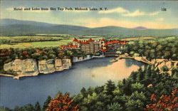 Hotel And Lake From Sky Top Path Mohonk Lake, NY Postcard Postcard