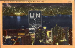 United Nations Headquarters At Night Postcard