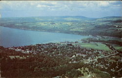 Air View Village Of Watkins Glen And Seneca Lake In The Finger Lakes New York Postcard Postcard