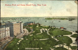 Battery Park And Staten Island Ferry New York, NY Postcard Postcard