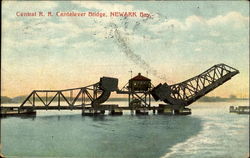 Central R. R. Cantelever Bridge, Newark Bay Elizabeth, NJ Postcard Postcard