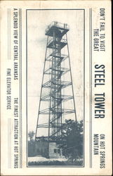 The Great Steel Tower, Hot Springs Mountain Arkansas Postcard Postcard