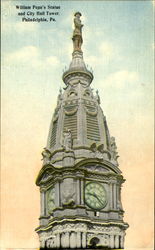 William Penn's Statue And City Hall Tower Postcard