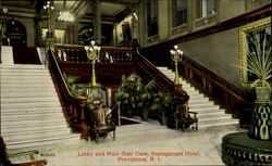 Lobby And Main Stair Case, Narragansett Hotel Providence, RI Postcard Postcard