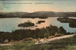 Some Of The Islands In Blue Mountain Lake, Adirondack Mountains New York Postcard Postcard