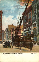 Hook And Ladder In Action Firemen Postcard Postcard