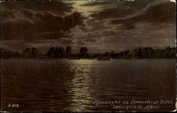 Moonlight On Connecticut River Springfield, MA Postcard Postcard