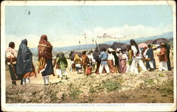 Religious Procession Leaving The Church Santo Domingo, NM Postcard Postcard