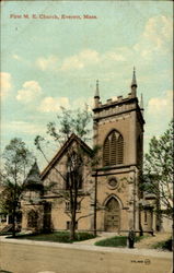 First M. E. Church Everett, MA Postcard Postcard