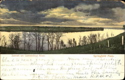 Sunset On Connecticut River Springfield, MA Postcard Postcard