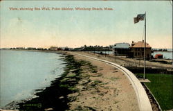 View, Showing Sea Wall, Point Shirley Postcard