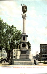 Soldier's Monument On The Common Worcester, MA Postcard Postcard