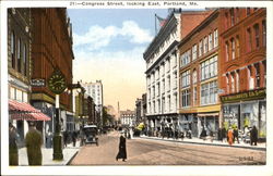 Congress Street, Looking East Portland, ME Postcard Postcard