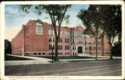 New Commercial High School Springfield, MA Postcard Postcard