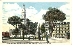 Court Square Showing Municipal Group Springfield, MA Postcard Postcard