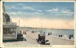 The Boulevard And Highlands In The Distance Winthrop, MA Postcard Postcard