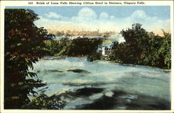 Brink Of Luna Falls Showing Clifton Hotel In Distance, Niagara Falls New York Postcard Postcard