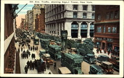 Fifth Ave Traffic Showing Signal Tower Postcard