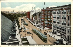 Boylston Street Showing Entrance To Subway Boston, MA Postcard Postcard