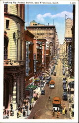 Looking Up Powell Street Postcard