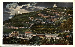 Mountain Park And Mt. Tom By Night Holyoke, MA Postcard Postcard