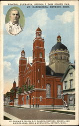 Kosciol Plebania Szkola I Dom Siostr Par Sw Kazimierza Detroit, MI Postcard Postcard