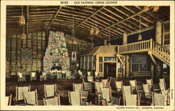 Old Faithful Lodge Lounge Yellowstone National Park Postcard Postcard