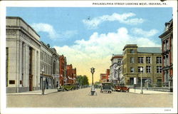 Philadelphia Street Looking West Indiana, PA Postcard Postcard