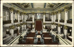 Jefferson Hotel Lobby Richmond, VA Postcard Postcard