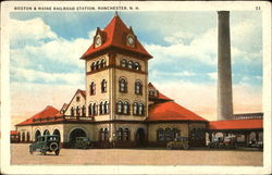 Boston & Maine Railroad Station Manchester, NH Postcard Postcard