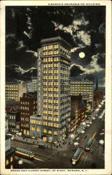 Firemen's Insurance Co. Building By Night, Broad and Market Street Newark, NJ Postcard Postcard