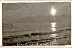 Sunset & Surf on Lake Michigan Postcard