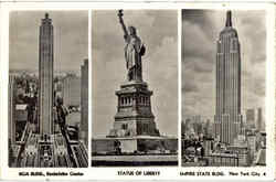 RCA Bldg, Rochefeller Center, Statue of Liberty, Empire State Bldg. New York City, NY Postcard Postcard