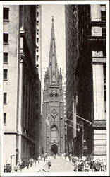 Trinity Church, Broadway and Wall Street New York, NY Postcard Postcard