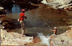 Man Fishing with Boy Postcard Postcard