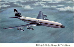 B.O.A.C. Rolls-Royce 707 Jetliner Aircraft Postcard Postcard