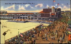 Steel Pier And Boardwalk Atlantic City, NJ Postcard Postcard