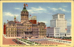 City Hall And Municipal Office Building And Memorial Plaza Baltimore, MD Postcard Postcard