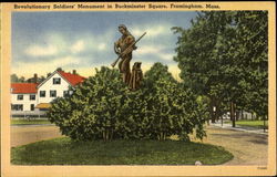 Revolutionary Soldiers Monument, Buckminster Square Framingham, MA Postcard Postcard