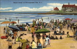 Beach Scene Narragansett Pier, RI Postcard Postcard