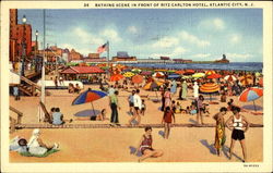 Bathing Scene In Front Of Ritz Carlton Hotel Postcard