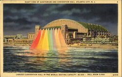 Night View Of Auditorium And Convention Hall Atlantic City, NJ Postcard Postcard