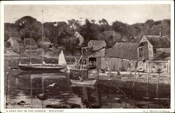 A Gray Day In The Harbor Rockport, MA Postcard Postcard