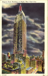 Empire State Building At Night Postcard